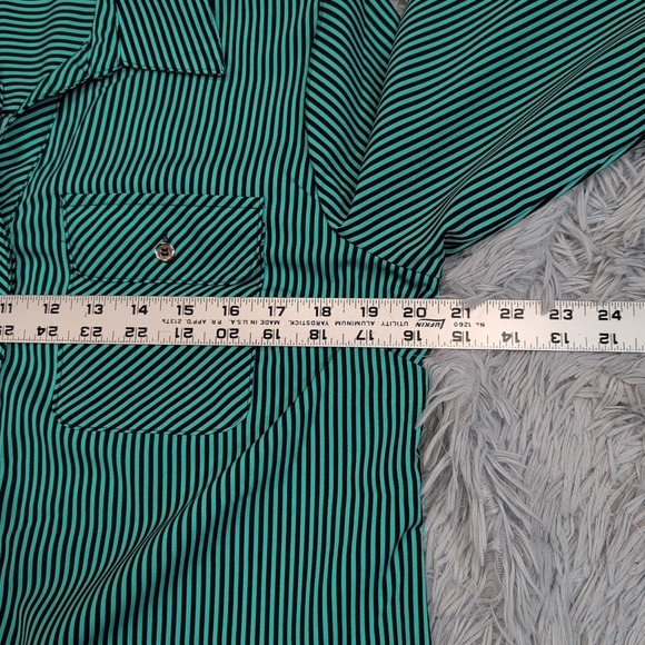 Notations Shirt Womens M Green Striped Button Up Career Casual Comfort Preppy - Picture 3 of 9